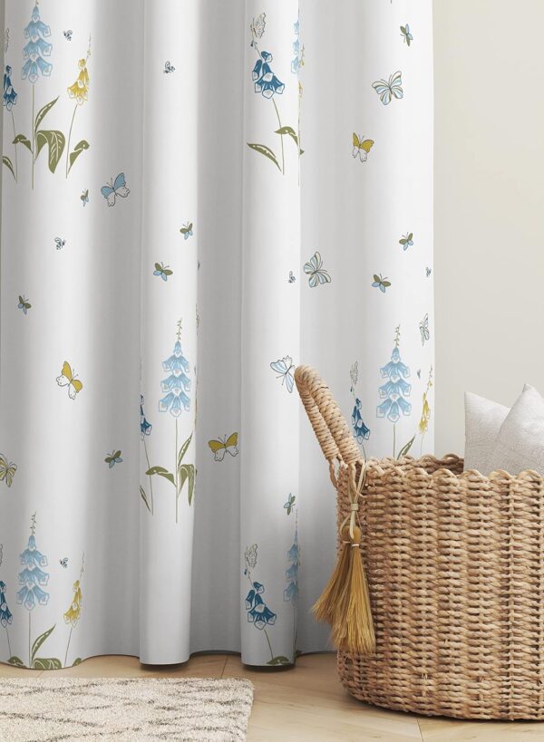 Beautiful Blue Cotton Curtains for Doors: 60-65% Room Darkening, Floral Print - Image 4