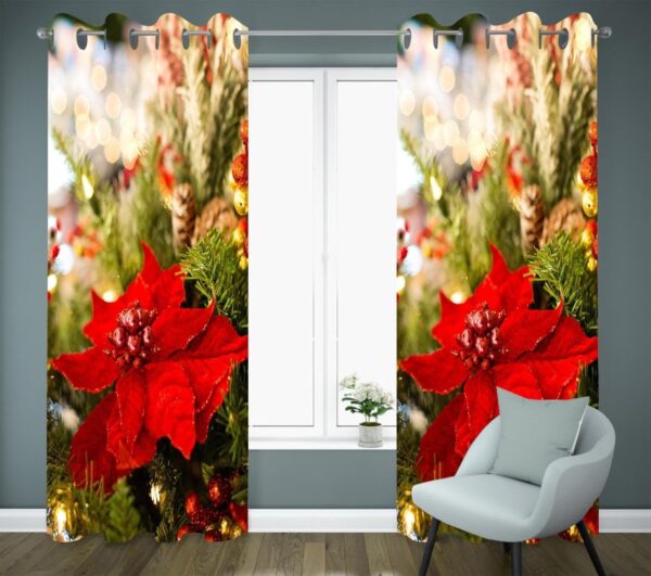 Multicolor Long Crush Window Curtains for Christmas - Set of 2, 7ft
