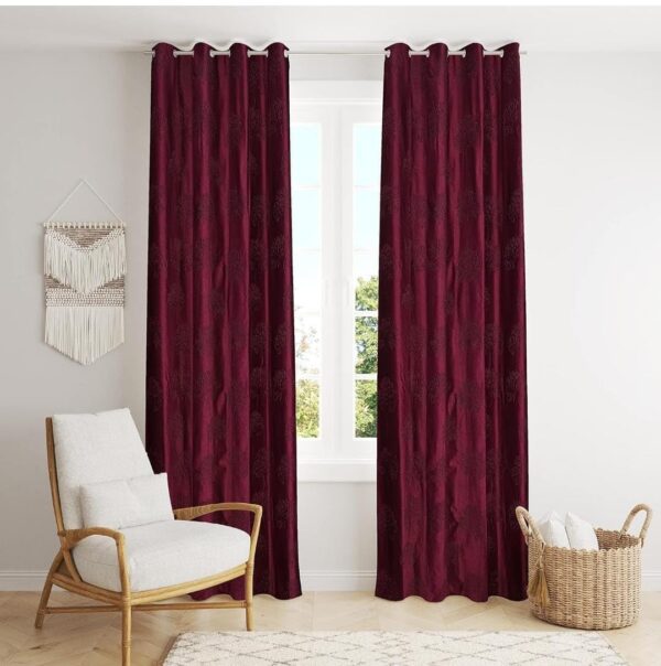 Elegant Floral Design Curtains for Modern Home Decor - 7ft Polyester Panels
