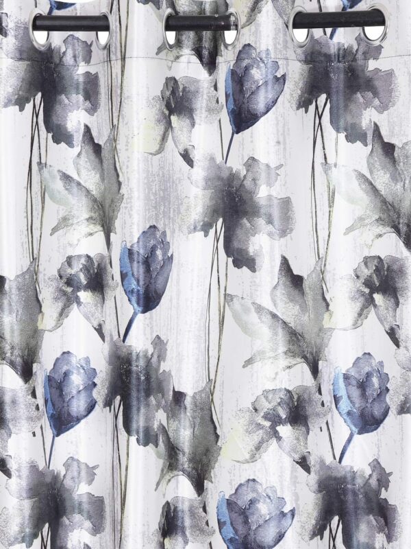 Stylish Grey Abstract Flower Eyelet Curtains for Elegant Home Decor - Image 2