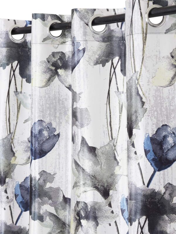 Stylish Grey Abstract Flower Eyelet Curtains for Elegant Home Decor - Image 3