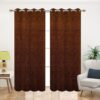 Elegant Brown Velvet Curtains for Darkening Rooms - Floral Grommet Design - Image 2