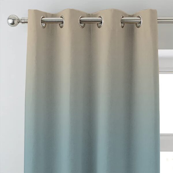 Stylish Ombre Blue Polyester Curtains: Room Darkening Grommet Set of 2 - Image 2