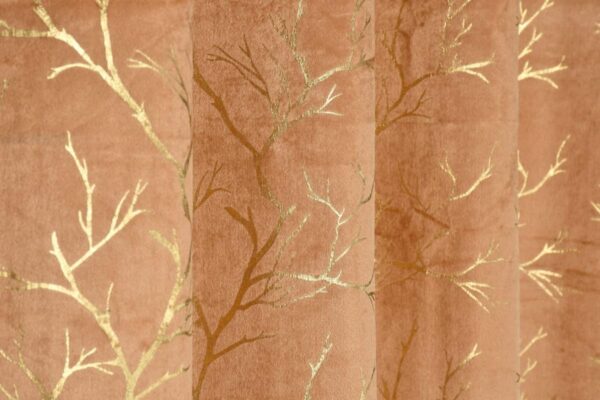 Premium Velvet Room Darkening Curtains with Tree Design - Set of 2