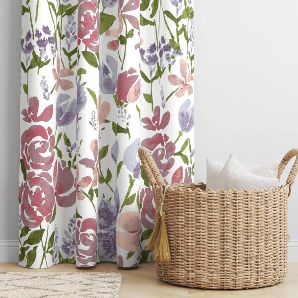 Floral Cotton Window Curtains for Living Room and Bedroom - Huvu Lilac - Image 3