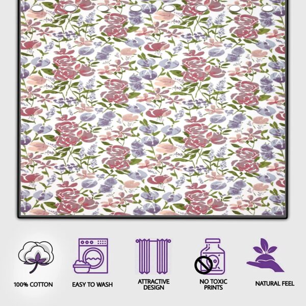 Floral Cotton Window Curtains for Living Room and Bedroom - Huvu Lilac - Image 5