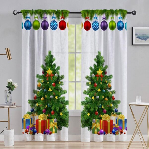 Multicolor Long Crush Window Curtains for Festive Christmas Decor in Any Room