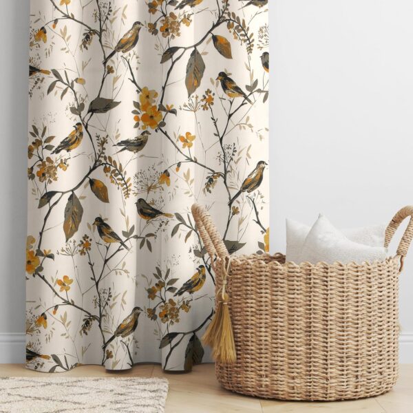 Bird Printed Semi Sheer Curtains for Elegant Living Room Decor - Image 3