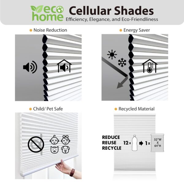 Cordless Blackout Cellular Shade: Top Down Bottom Up, 20" x 48" White - Image 2