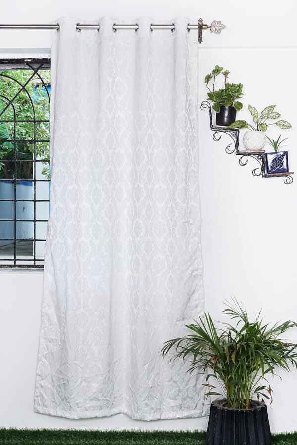 Elegant White Jacquard Long Curtains for Living Rooms and Bedrooms - Pack of 4 - Image 2