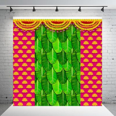 Dhara Banana Leaf Backdrop Cloth for Pooja and Festival Celebrations