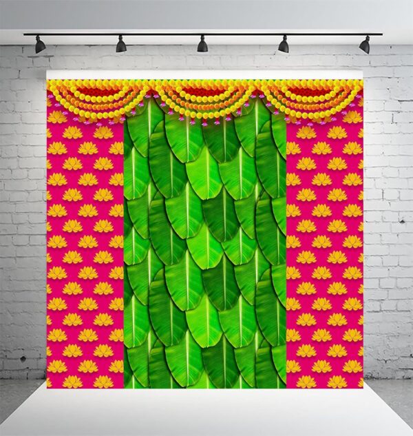 Dhara Banana Leaf Backdrop Cloth for Pooja and Festival Celebrations