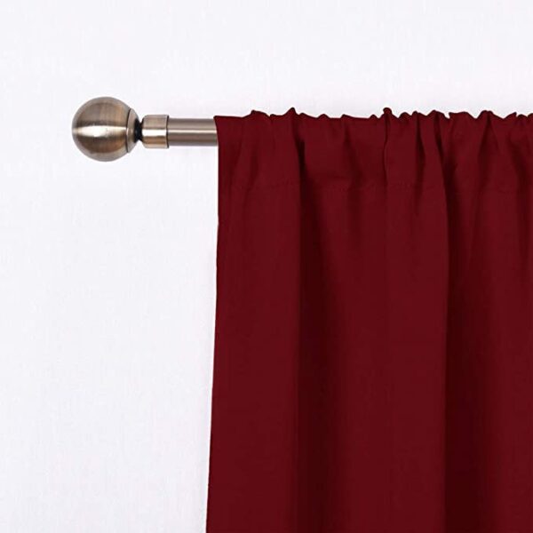 Elegant Maroon Room Darkening Curtains: Thermal Insulated Blackout for Bedrooms - Image 2