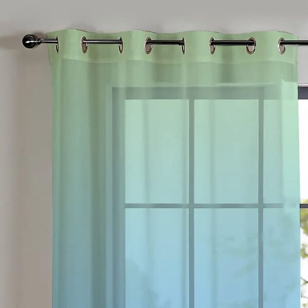 Elegant Ombre Sheer Curtains - Set of 2 Light Green Sky Blue Drapes - Image 2