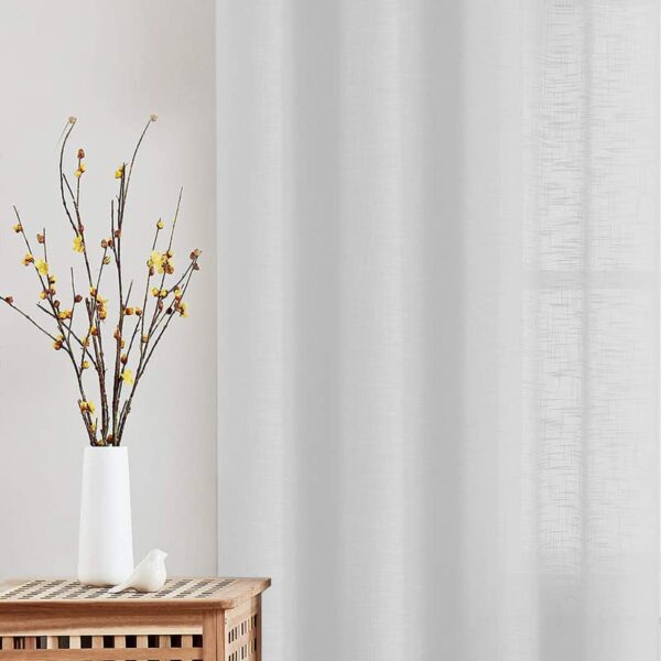 Elegant White Cotton Linen Sheer Curtains for Living and Bedroom Spaces - Image 6