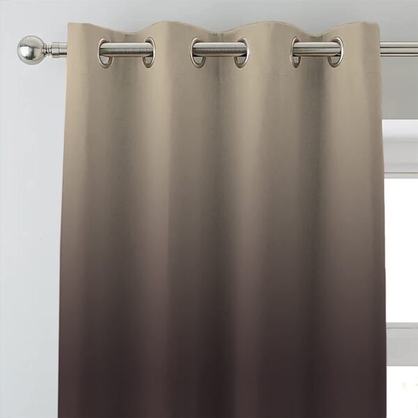 Polyester Ombre Room Darkening Curtains - 7ft Grommet Set of 2 Brown - Image 2