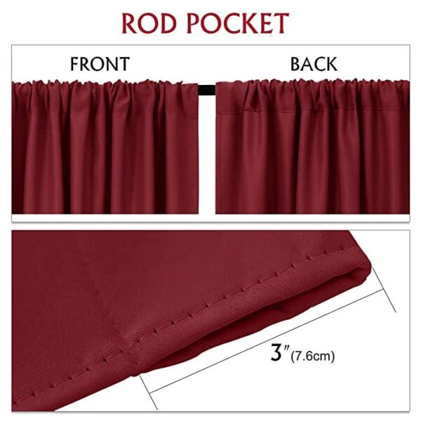 Elegant Maroon Room Darkening Curtains: Thermal Insulated Blackout for Bedrooms - Image 3