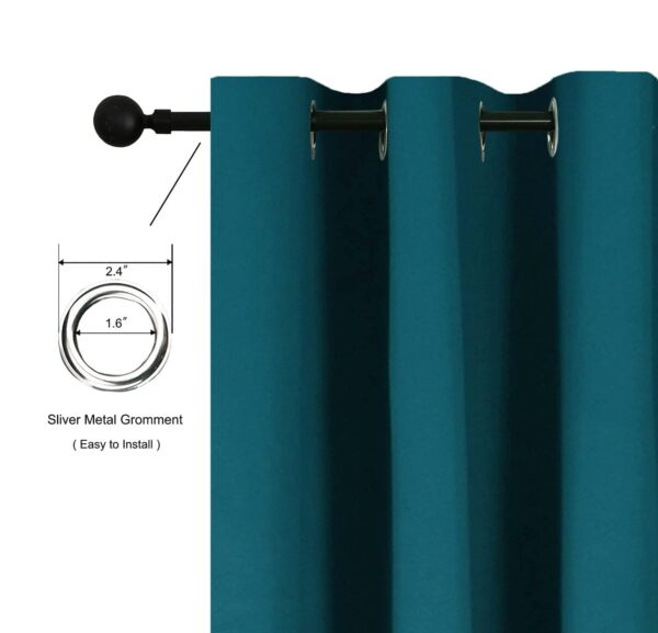 Solid Teal Blackout Door Curtains for Living Room and Bedroom Decor - Image 2