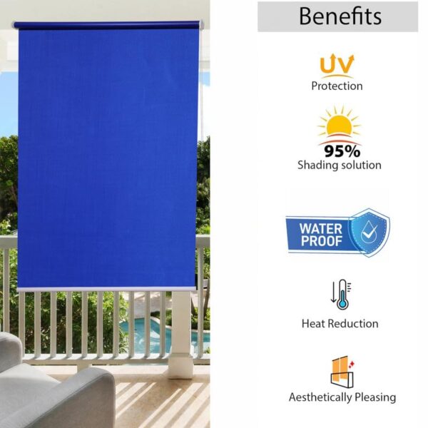 Royal Blue Waterproof Roller Blinds for Sun Blockage and Privacy - Image 4