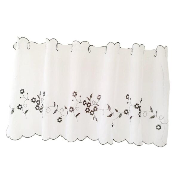 Enakshi Gray Embroidered Kitchen Curtains - Stylish Window Tiers for Home Decor - Image 7