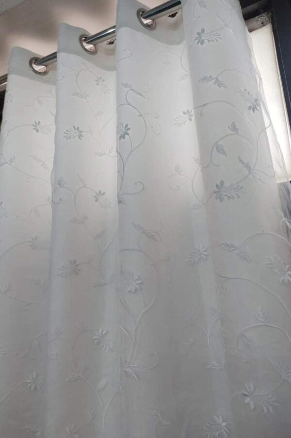 Elegant Polyester Floral Embroidery Door Curtains for Stylish Living Rooms and Bedrooms - Image 3