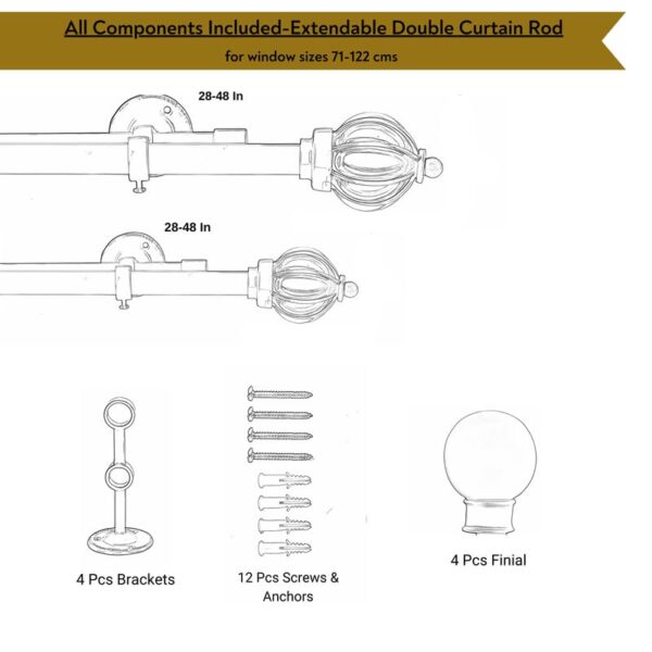 Adjustable Double Curtain Rod Set for Windows and Doors with Brackets - Image 3