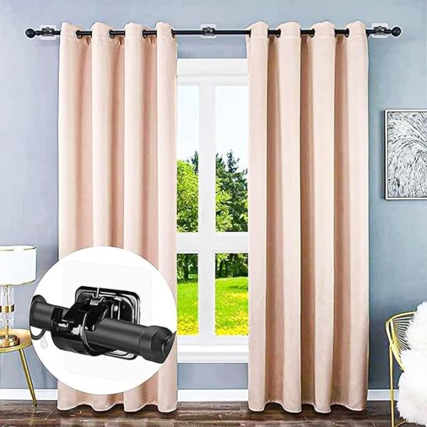 Heavy Duty Self-Adhesive Curtain Rod Brackets for Home - 4 Pack Black - Image 7