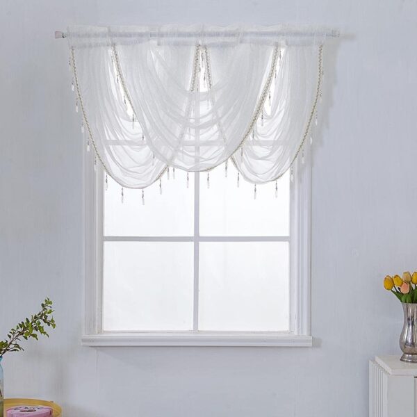 Glitter Tassel Window Valance: Stylish Sheer Curtain Tiers for Any Room - Image 3