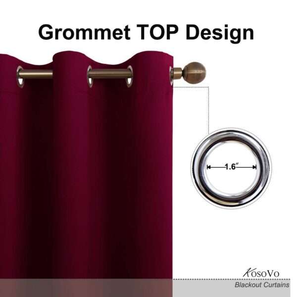 KOSOVO Maroon Silk Blackout Curtain - Thermal Insulated Energy Saving Drapery - Image 2