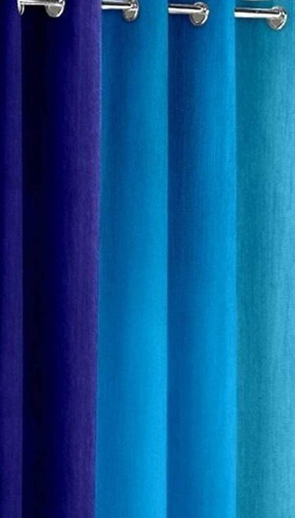 Stylish 3D Solid Blue Polyester Curtains for Living Room and Bedroom - Image 2