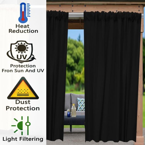 Black HDPE Outdoor Curtains for Sun Blockage and UV Protection - 4.5x5 Feet - Image 6