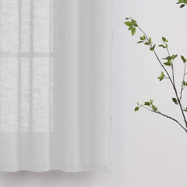 Elegant White Cotton Linen Sheer Curtains for Living and Bedroom Spaces - Image 5