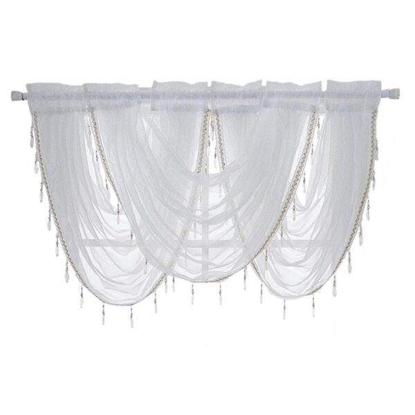 Glitter Tassel Window Valance: Stylish Sheer Curtain Tiers for Any Room - Image 7