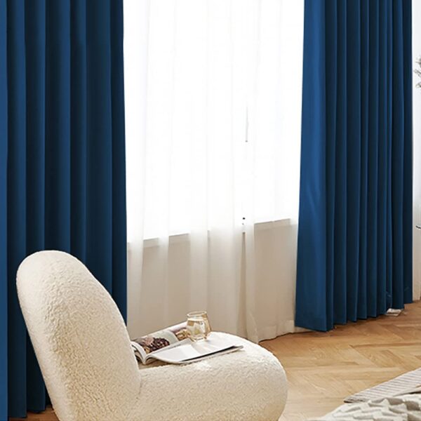 Premium Navy Blue Suede Velvet Curtains for Elegant Living Room Decor - Image 2