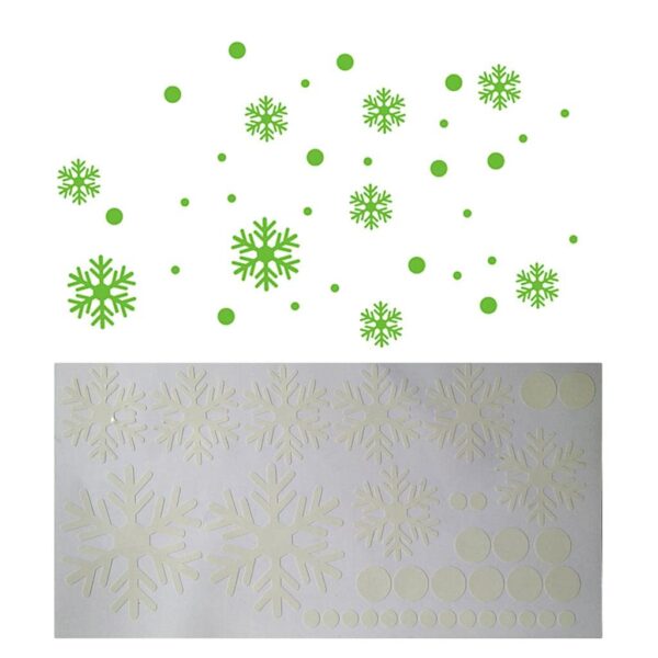 Glow-in-the-Dark Snowman Christmas Wallpaper Sticker with Green Snowflakes - Image 3