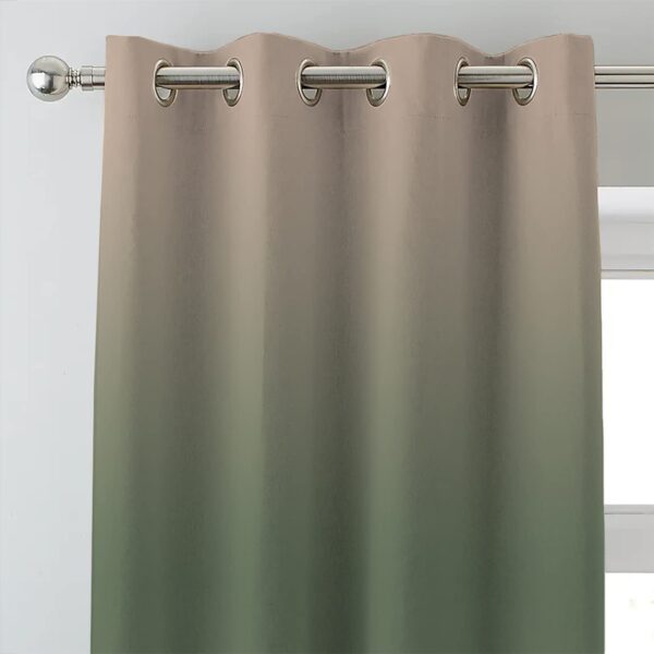 Stylish Ombre Polyester Room Darkening Curtains in Sand and Green - Set of 2 - Image 2