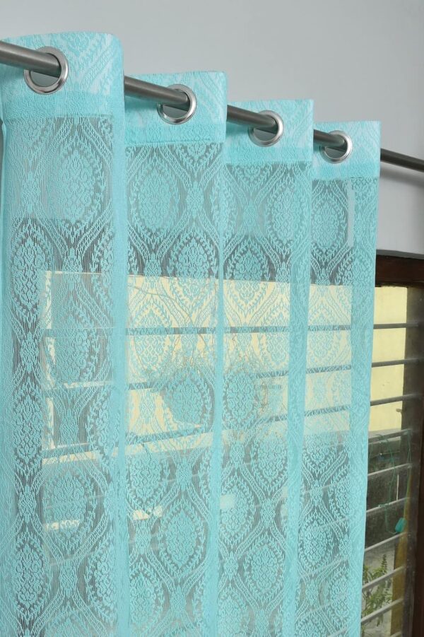 5ft Aqua Window Curtains for Living Room | Durable Eyelet Grommet Panels