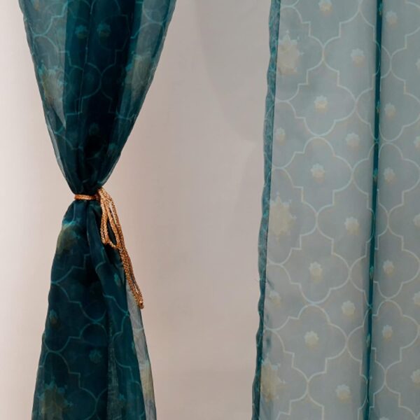 Stylish Teal Organza Curtains for Doors and Windows - Lightweight and Sheer - Image 2