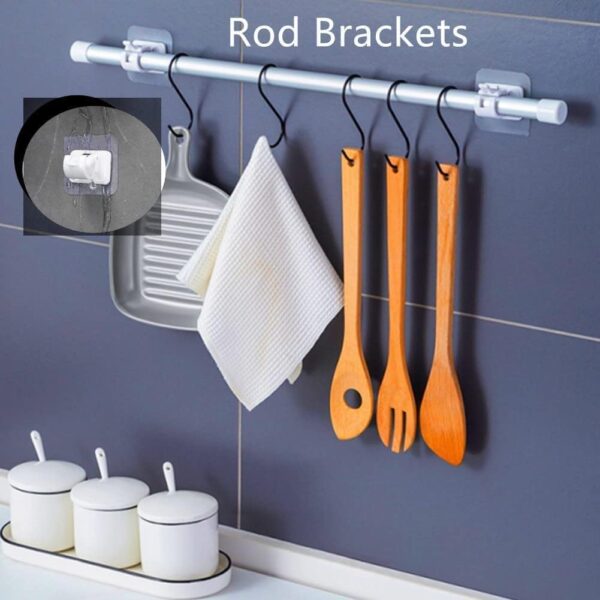 No Drill Curtain Rod Brackets - Easy Adhesive Hooks for Home & Bathroom - Image 3