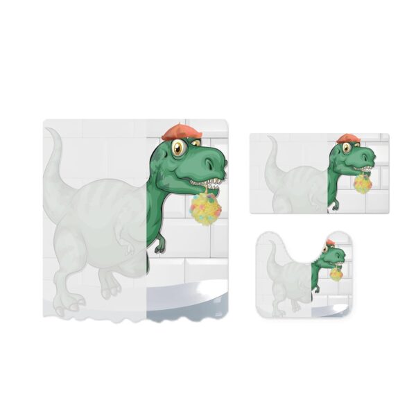 Dino Splash Shower Curtain Set: Stylish, Non-Slip Bathroom Essentials for Kids - Image 2