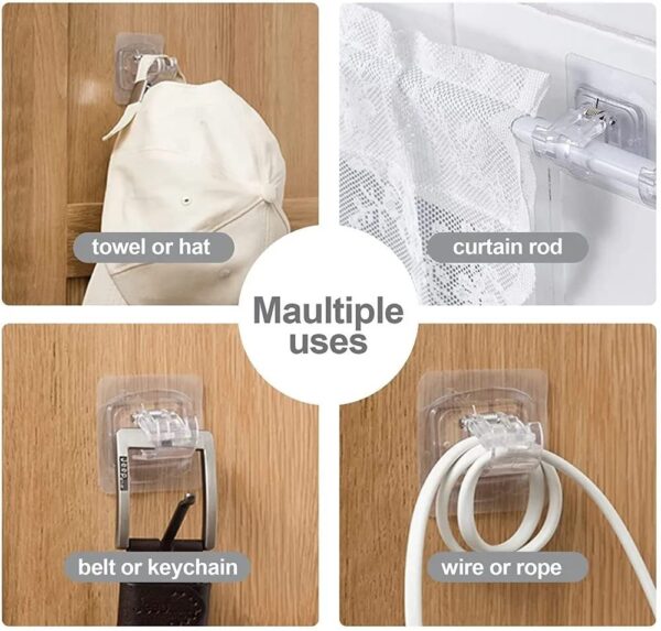 Self Adhesive Adjustable Wall Mount Clip Hook for Curtains and Towels - Image 2