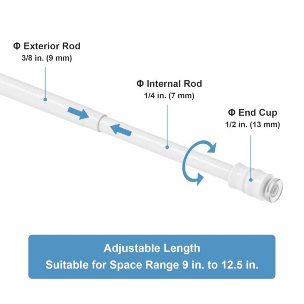 Adjustable Tension Curtain Rods: 2Pcs Mini Spring Rods for Windows - Image 2