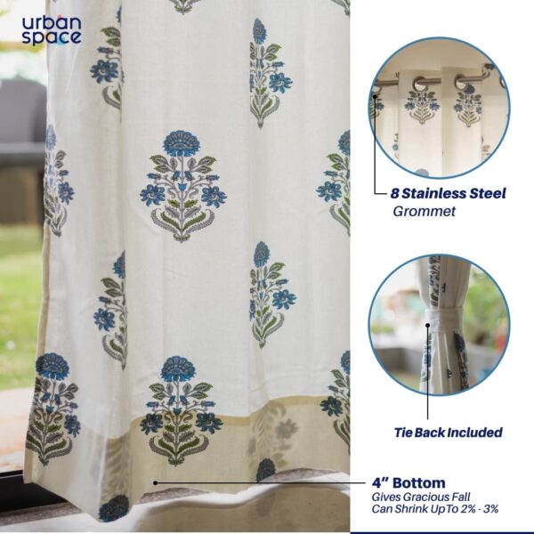 Urban Space 100% Cotton Light-Filtering Curtains for Doors, Set of 2 - Image 4