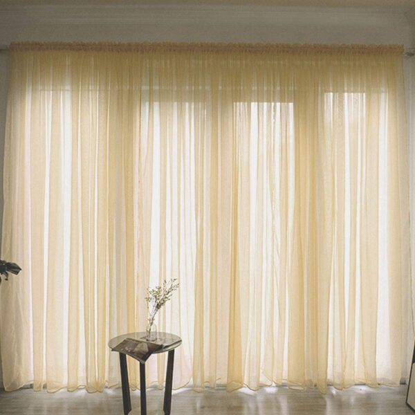 Elegant Golden Yellow Sheer Voile Curtains for Stylish Bedroom and Living Room Decor - Image 2