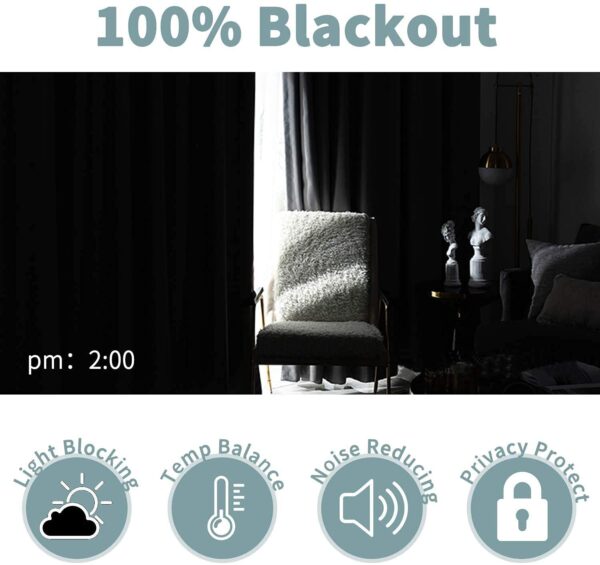 Thermal Insulated Blackout Curtains for Full Room Darkening and Noise Reduction - Image 5