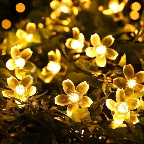 Warm White 16 Flower LED Curtain Lights for Diwali, Christmas, and Weddings - Image 4