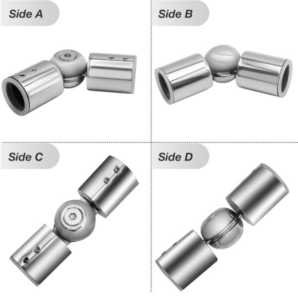 Stainless Steel Adjustable Curtain Rod Connectors for Corner Windows and Angles - Image 3