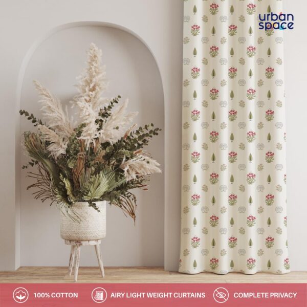 Urban Space 100% Cotton Floral Curtains for Light Filtering Window Style - Image 2