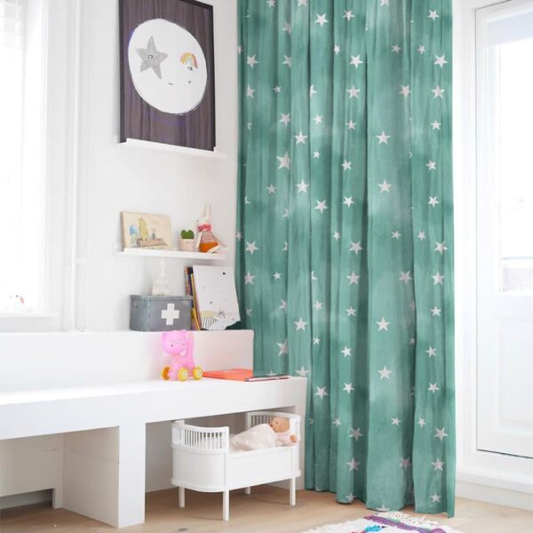 Starry Dreams Mint Green Blackout Curtains for Kids - 95% Light Blocking - Image 3