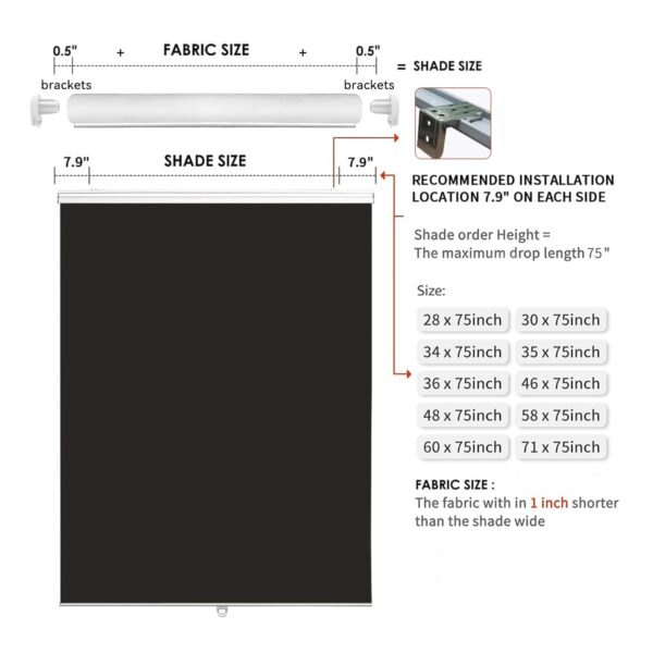 100% Blackout Roller Shades for Windows - Cordless Black Window Shades - Image 5